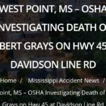 OSHA investigating work related accident in West Point, MS