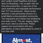 ‘Almost, Maine’ returns with positive reviews, performances scheduled this weekend 🥶The reviews are in and everyone agrees, ALMOST, MAINE is just what you need to warm hearts and rais