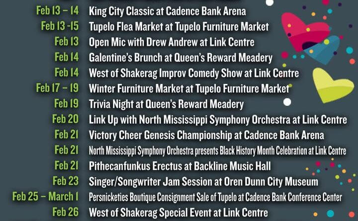 💗 Keep up with what's going on in Tupelo for the month of February right here!