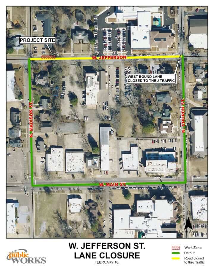 City of Tupelo Public Works crews will begin roadway and drainage repairs in front of 552 West Jeffe