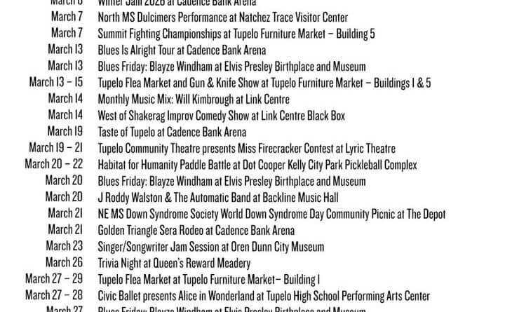 Tupelo Events Calendar for March 🍀 Keep up with what's going on in Tupelo for the month of March right here!