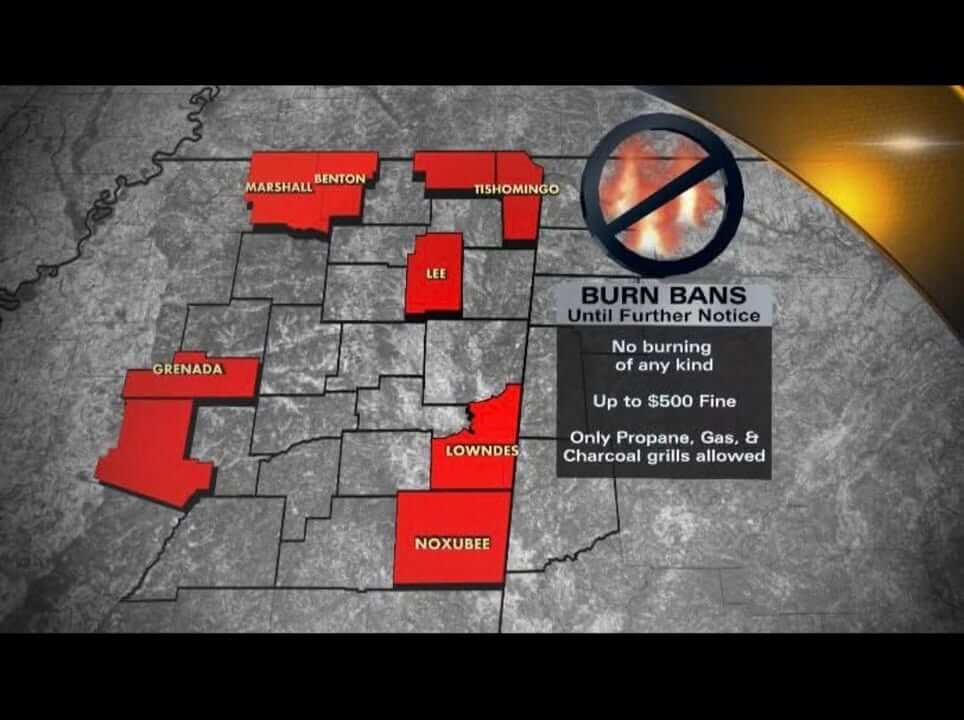 Lee county is added to the counties with burn bans