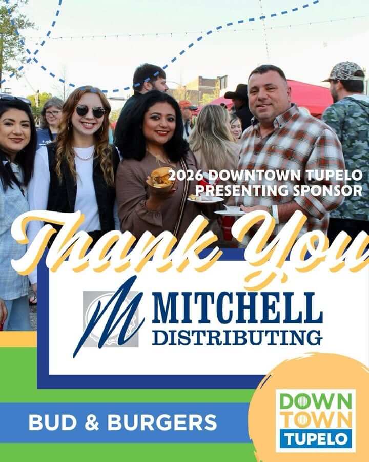 Cheers to one of our 2026 Downtown Tupelo Presenting Sponsors — Mitchell Distributing!