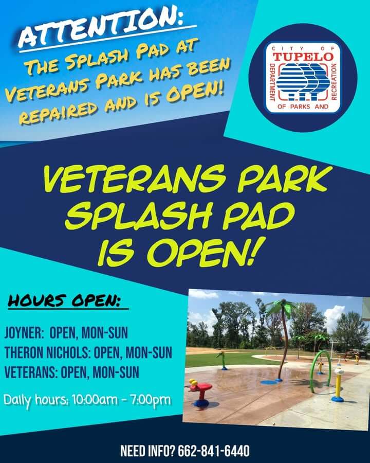 YES! The splash pad at Veterans Park is now OPEN!!!!