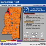 Heat wave persists in Mississippi through early next week 🥵 Dangerous heat is sticking around through early next week