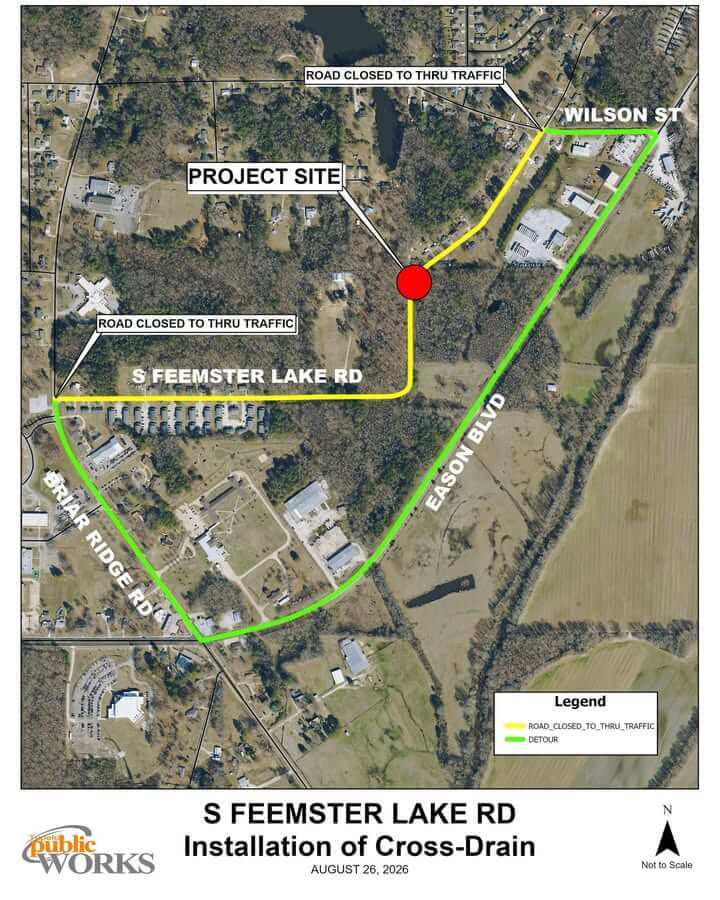 South Feemster Lake Road to Close September 1 for Cross Drain Installation