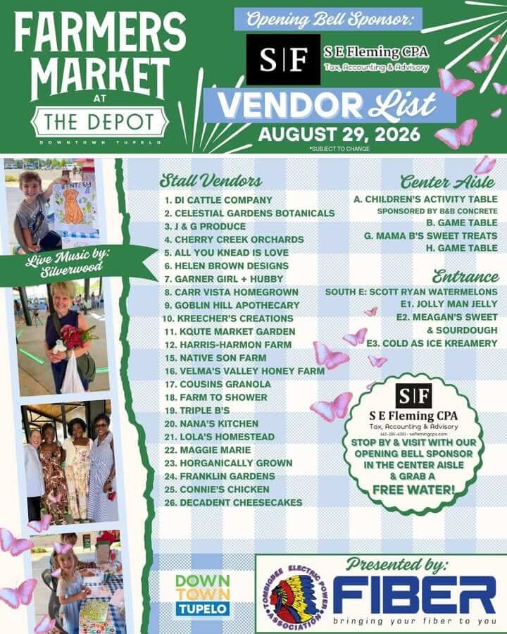 See you tomorrow at Tupelo Farmers Market at The Depot!