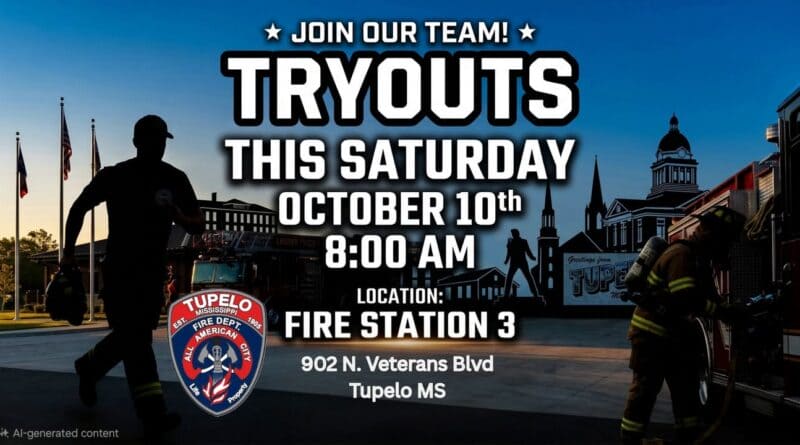 Fire Station 3 is hosting tryouts this Saturday, -October 10th, at 8:00 AM